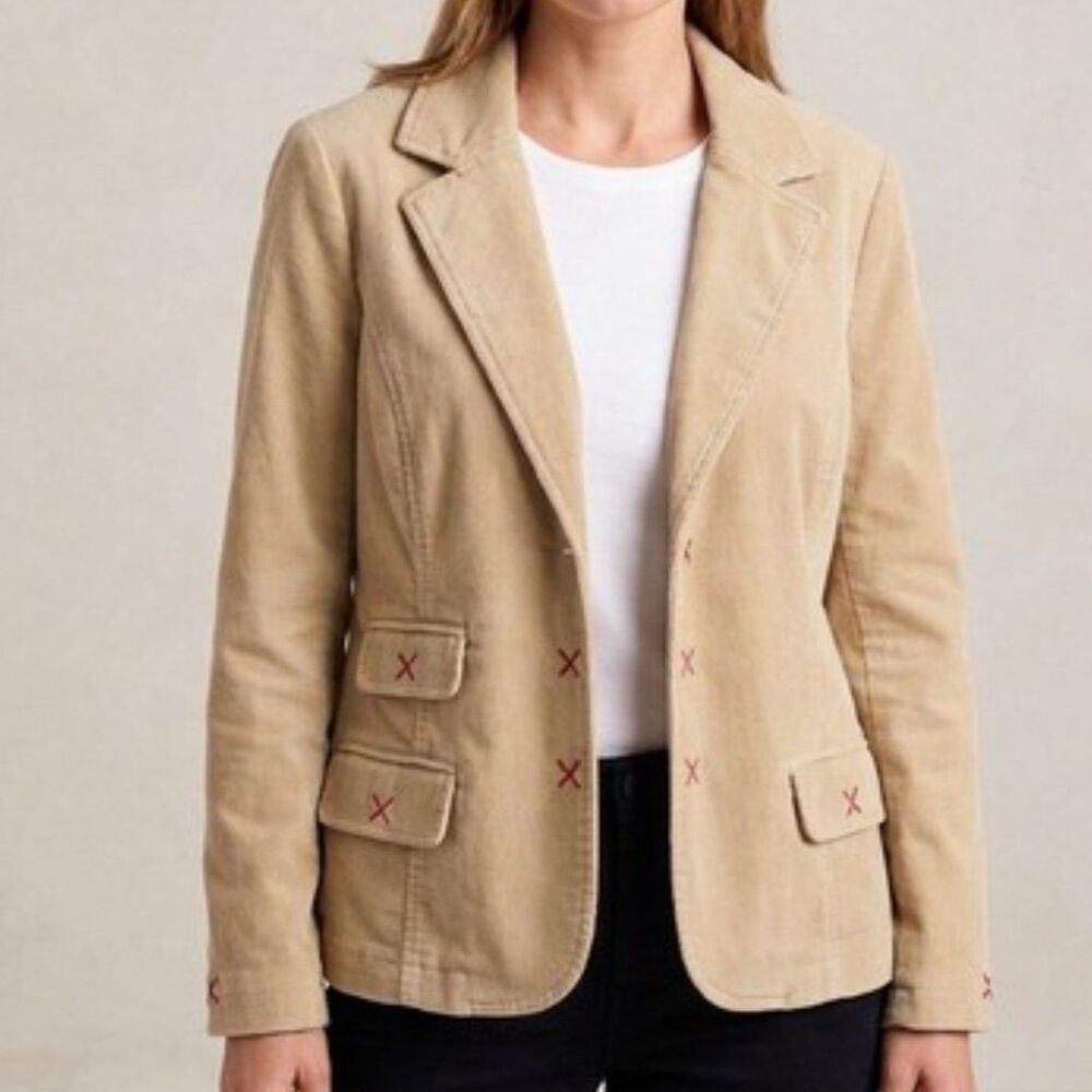 J JILL Jacket Womens L Corduroy Blazer Snap Front Stretch Gilmore Girls inspire